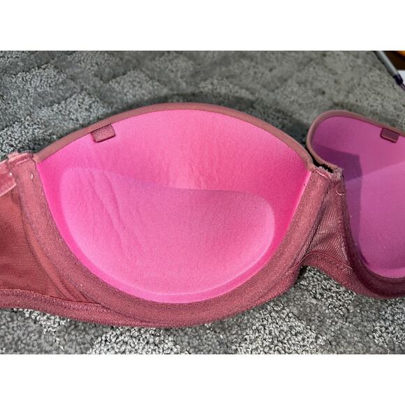 34B Victoria's Secret Bra Strapless Padded Push Up PINK Dusty Rose Mauve - Picture 4 of 7